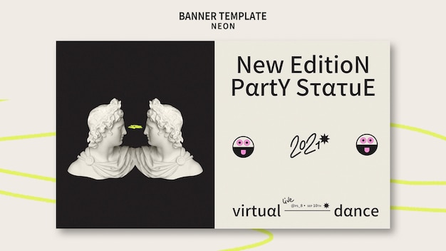 Free PSD neon party banner template