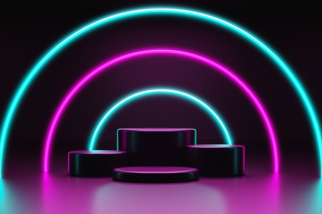 Free PSD neon podium sales podium background