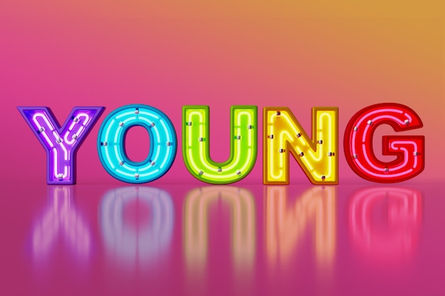 Free PSD neon word background