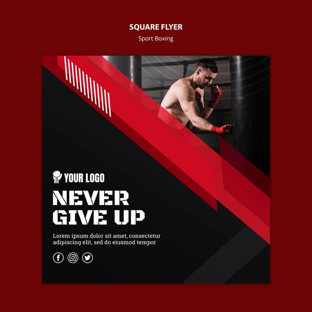 Never give up square flyer print template