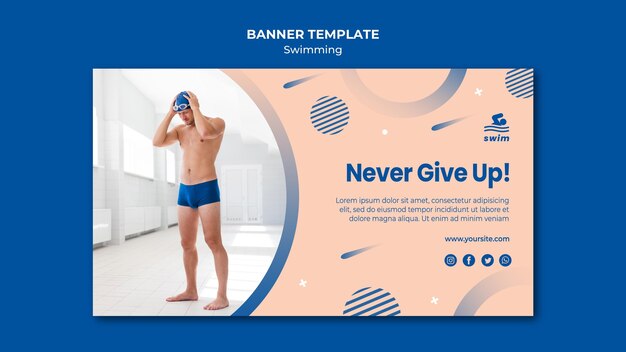 Never give up swimming banner template