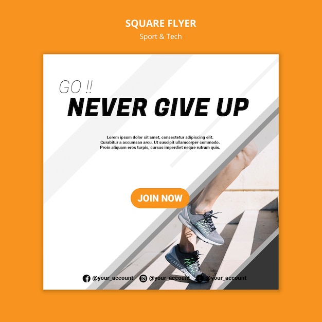 Never give up workout square flyer