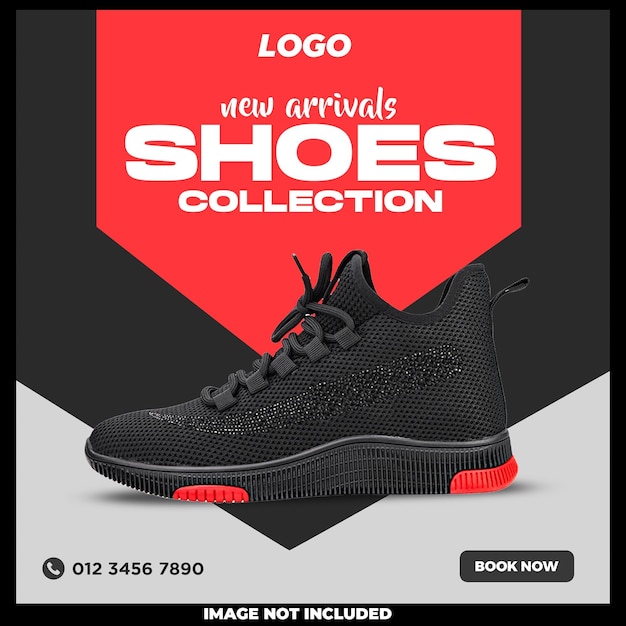 Free PSD new arrivals shoes social media post template design