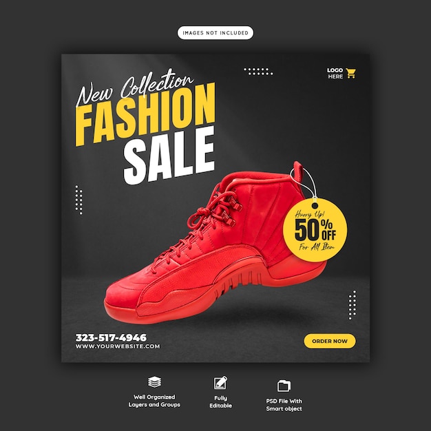 New collection fashion sale Instagram post template