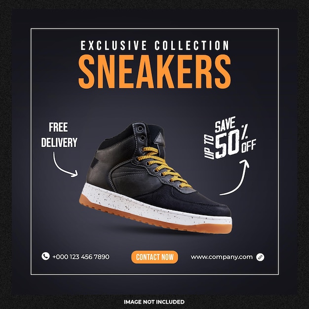 Free PSD new collection sneakers social media template