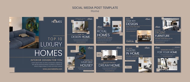 Free PSD new home interior design instagram posts collection