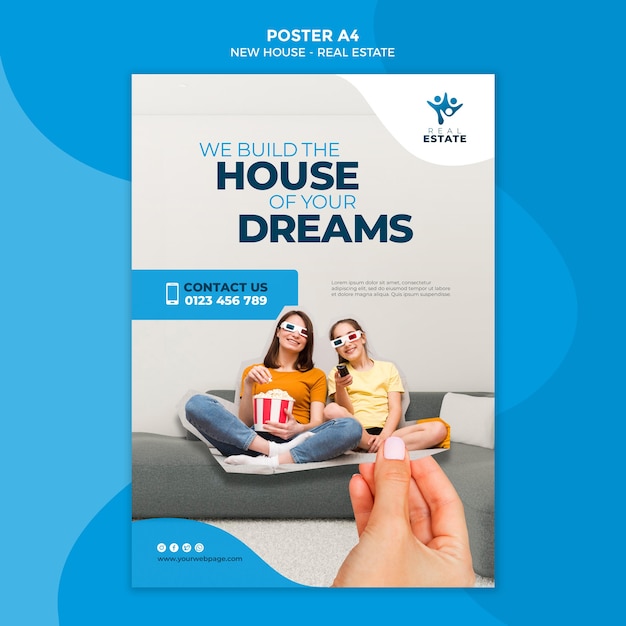 Free PSD new house real estate poster