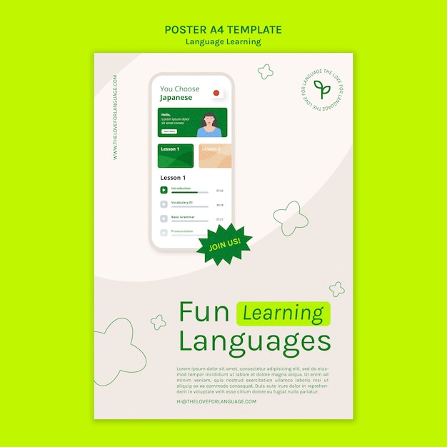 New language poster template