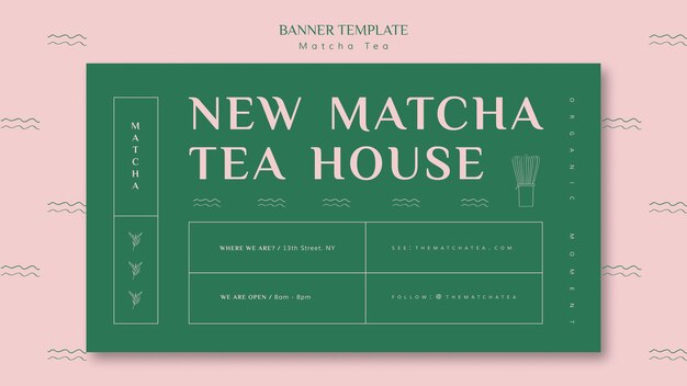 New matcha tea house banner template