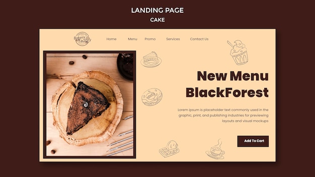 Free PSD new menu blackforest landing page