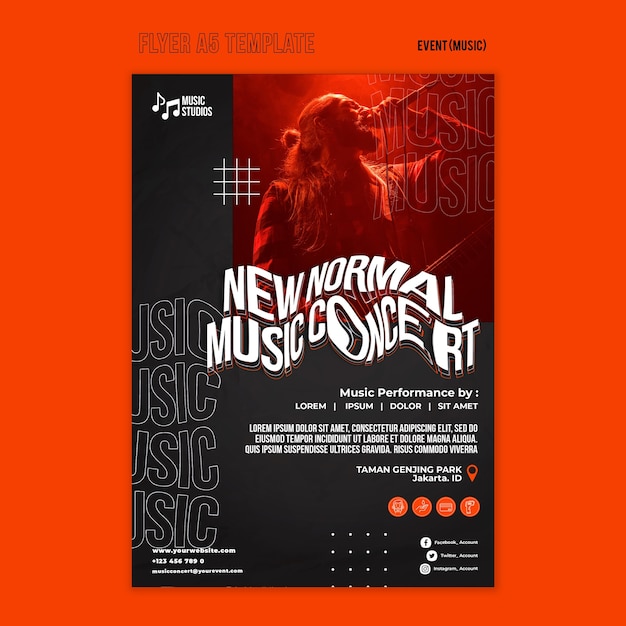 Free PSD new normal music concert print template