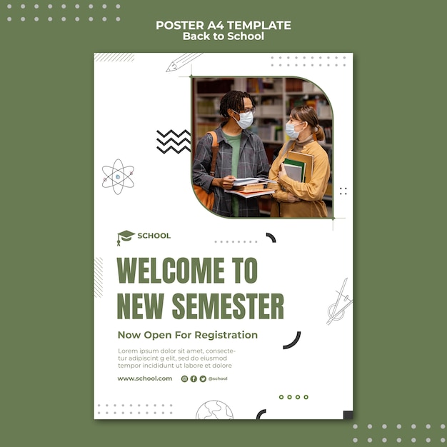 Free PSD new semester poster template