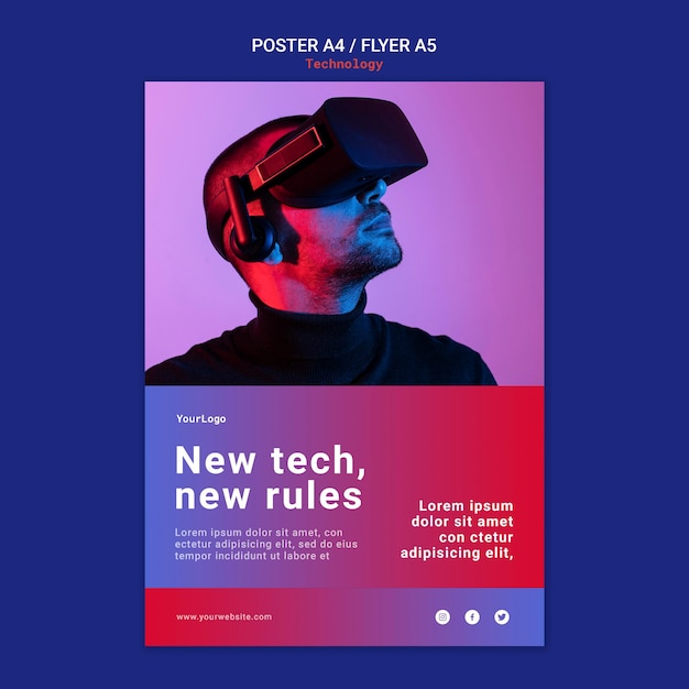 New technology poster and flyer template design