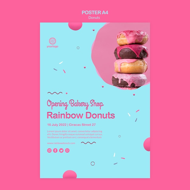 Free PSD new types of doughnuts poster template