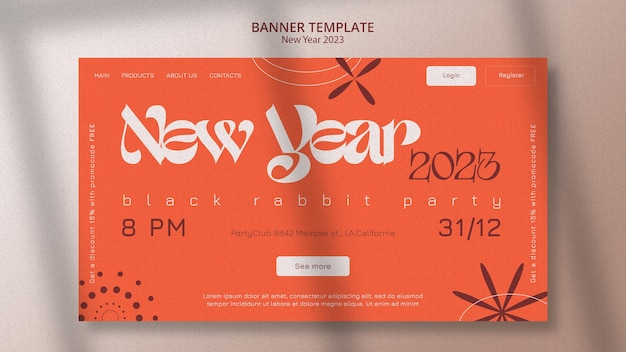 New year 2023 banner template design