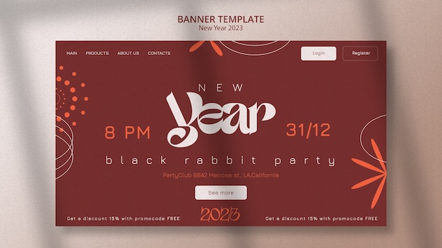 Free PSD new year 2023 banner template design