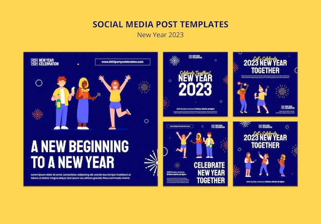 Free PSD new year 2023 celebration social media posts