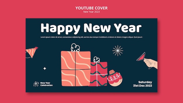 Free PSD new year 2023 celebration youtube cover