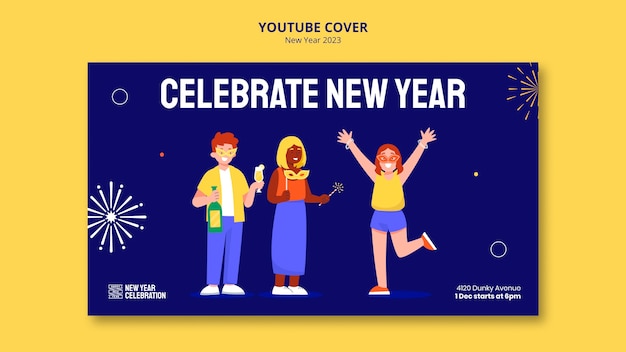 Free PSD new year 2023 celebration youtube cover