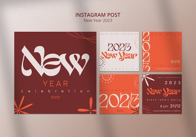 New year 2023 instagram post template design