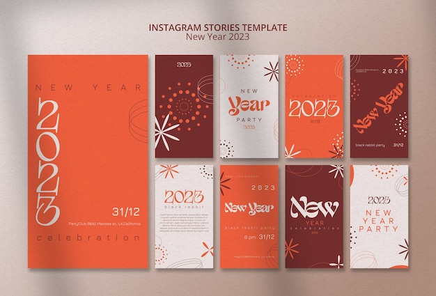 New year 2023 instagram stories template design