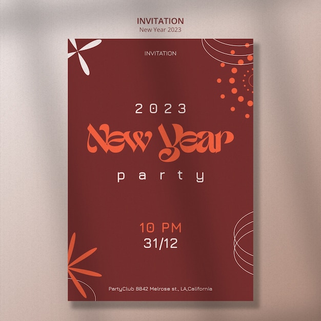 New year 2023 invitation template design