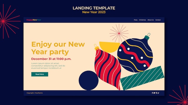 Free PSD new year 2023 landing page template