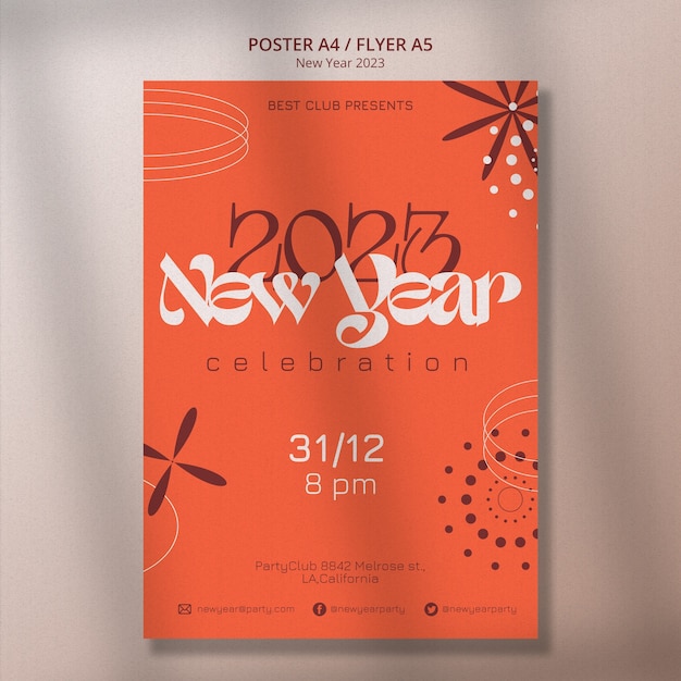 Free PSD new year 2023 poster template design