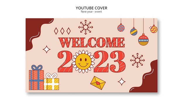 Free PSD new year 2023 youtube cover template