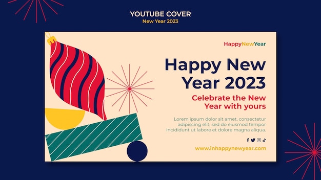 Free PSD new year 2023 youtube cover template