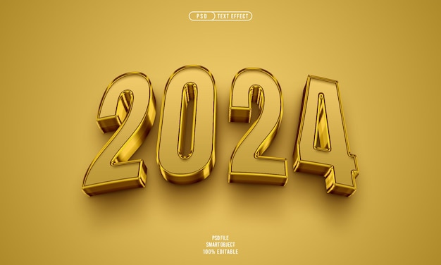 Free PSD new year 2024 3d editable text effect