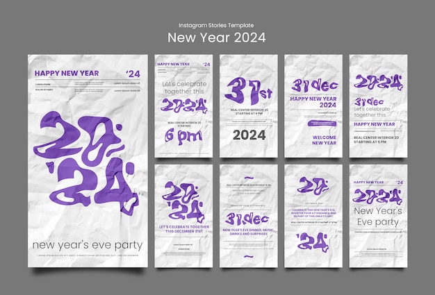 Free PSD new year 2024 celebration instagram stories