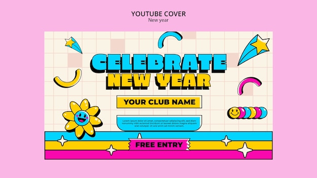 New year 2024 celebration youtube cover template