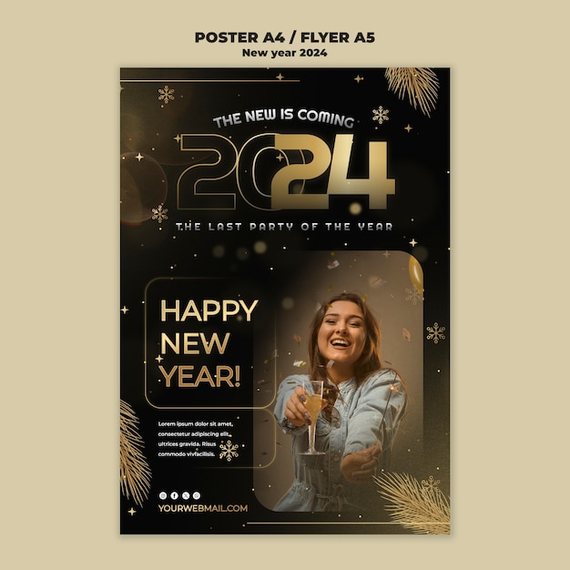 Free PSD new year 2024 template design