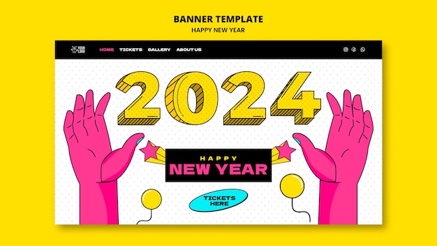 Free PSD new year 2024 template design