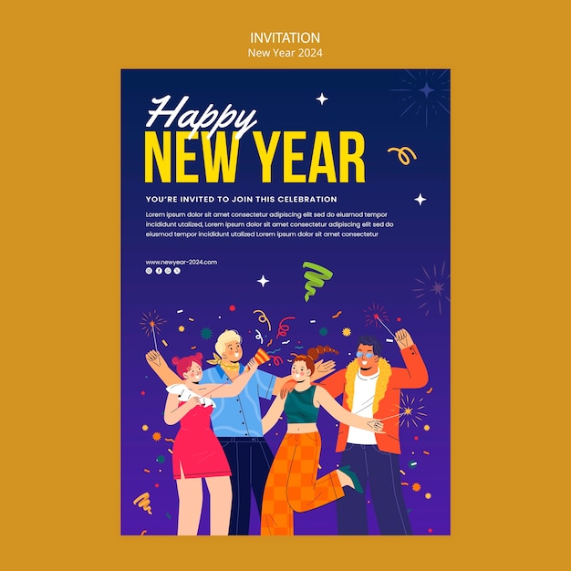 Free PSD new year 2024 template design