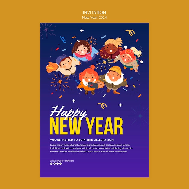 Free PSD new year 2024 template design