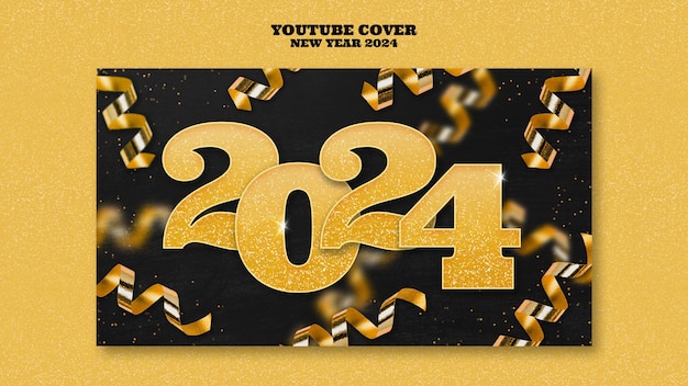 Free PSD new year 2024 youtube cover template