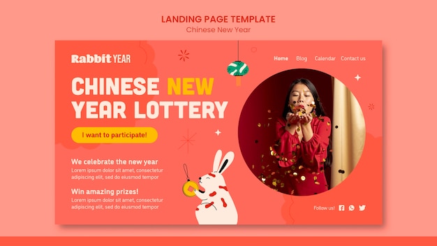 Free PSD new year celebration landing page template