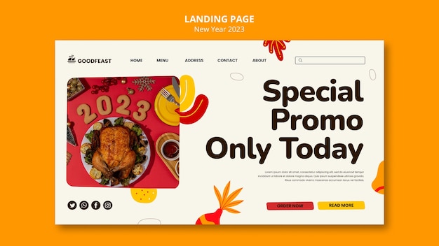 Free PSD new year celebration landing page