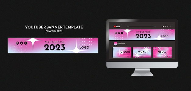 Free PSD new year celebration youtube banner template