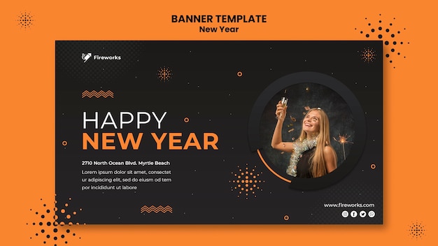 New year concept banner template