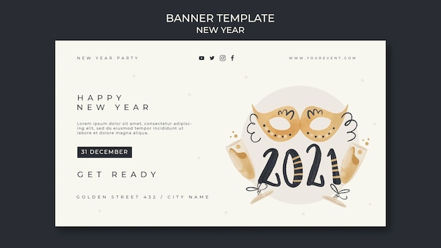 Free PSD new year concept banner template