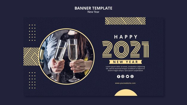 New year concept banner template