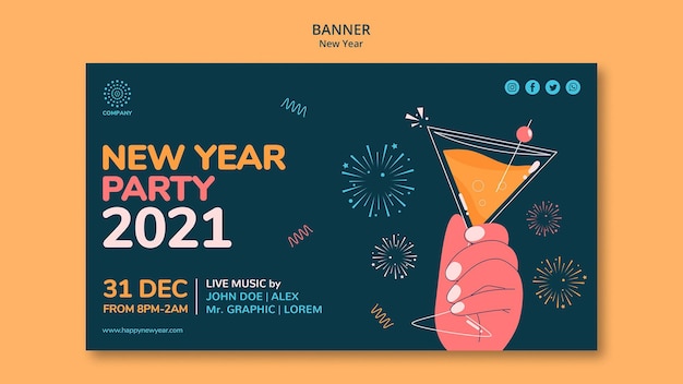 Free PSD new year concept banner template