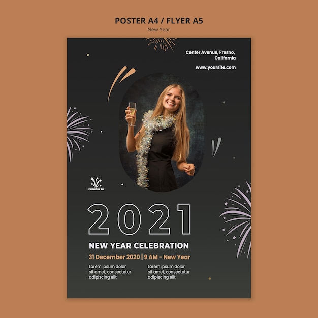 Free PSD new year concept poster template