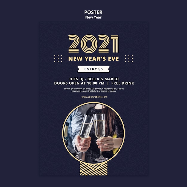 Free PSD new year concept poster template