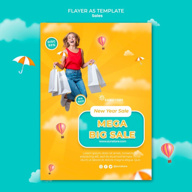 New year mega sale flyer template