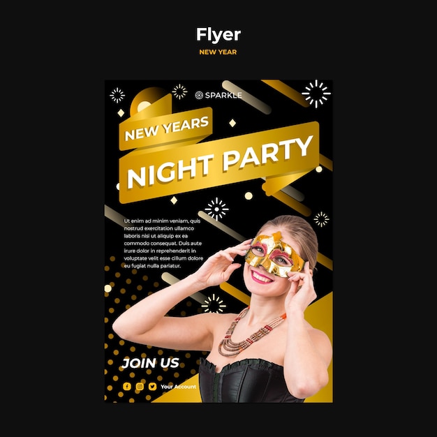 New year party flyer template