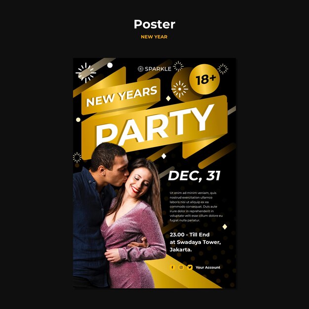 New year party poster template